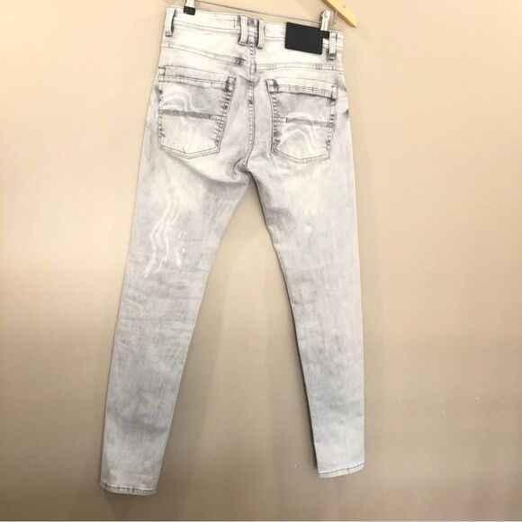 SWITCH Remarkable JEANS MEN'S 30 Acid Washed RIPPED Slim Taper PATCHES Hallyu - Picture 8 of 11